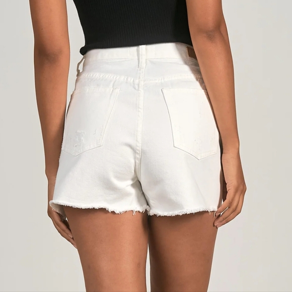 Women's Elan White Fray Denim Shorts - Picture 3 of 12